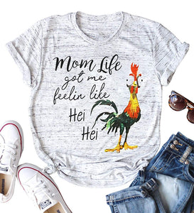 Mom Life Shirts for Women Mom Life Got Me Feelin Like HEI HEI Short Sleeve T-Shirt Casual Top